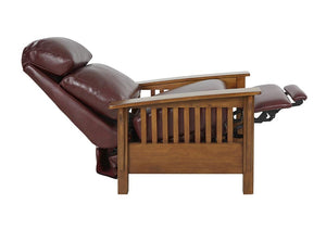 Barcalounger Marisol Cabernet Mission Leather High/Low-Leg Recliner Chair