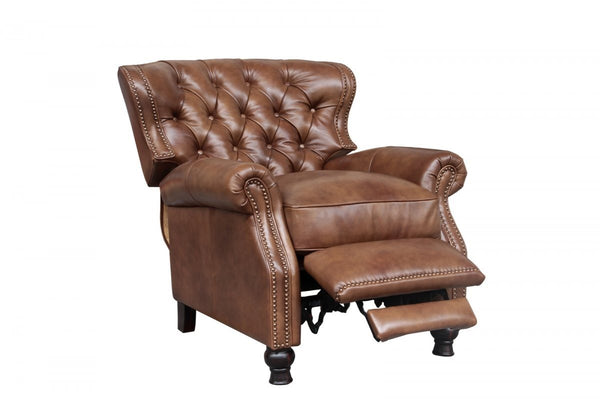 Barcalounger Wenlock Tawny Presidential Leather High/Low-Leg Recliner Chair