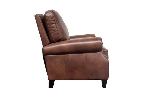 Barcalounger Wenlock Tawny Briarwood Leather High/Low-Leg Recliner Chair