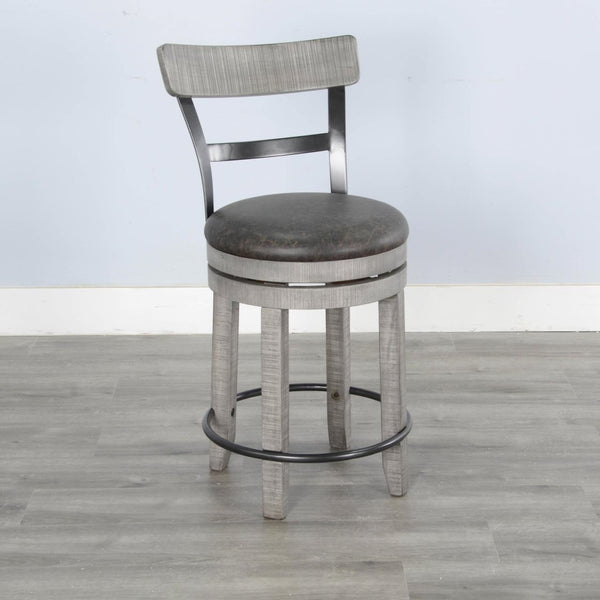 Sunny Designs Alpine Grey 24 Inch Swivel Barstool with Cushioned Seat