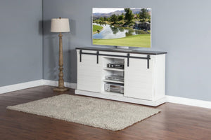 Sunny Designs European Cottage Barn Door 65 Inch TV Stand Console