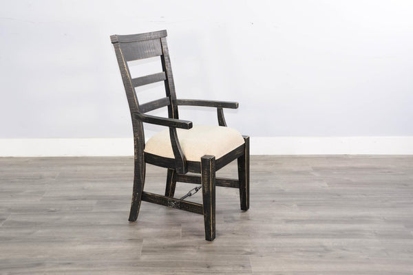 Sunny Designs Marina Black Sand Arm Dining Chair Cushioned Seat