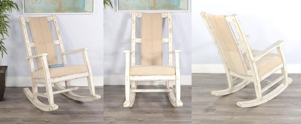 Sunny Designs Marina White Sand Rocker Cushioned Seat & Back