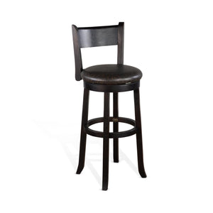 Sunny Designs Scottsdale Black Walnut 30 Inch Swivel Bar Counter-Height Stool with Cushioned Seat & Back
