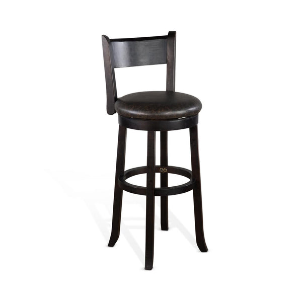 Sunny Designs Scottsdale Black Walnut 30 Inch Swivel Bar Counter-Height Stool with Cushioned Seat & Back