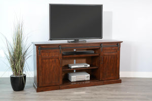 Sunny Designs Tuscany Vintage Mocha TV Stand Console with Fireplace Option
