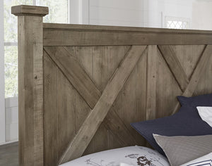 Vaughan-Bassett Cool Rustic Stone Grey California King X-Bed with Footboard Storage