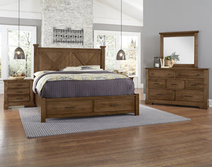Vaughan-Bassett Cool Rustic Amber King X-Bed with Footboard Storage