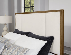 Vaughan-Bassett Crafted Cherry Medium Erins Upholstered King Headboard White Fabric