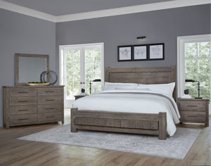 Vaughan-Bassett Dovetail Mystic Grey King Poster Bed with 6X6 Footboard