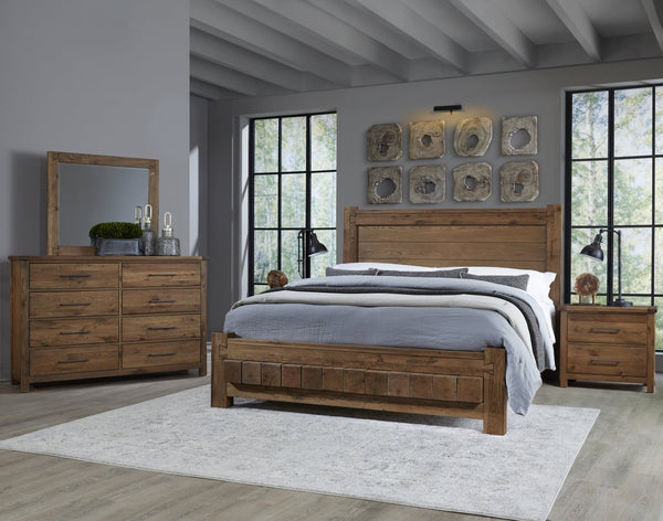 Vaughan-Bassett Dovetail Natural King Poster Bed with 6X6 Footboard