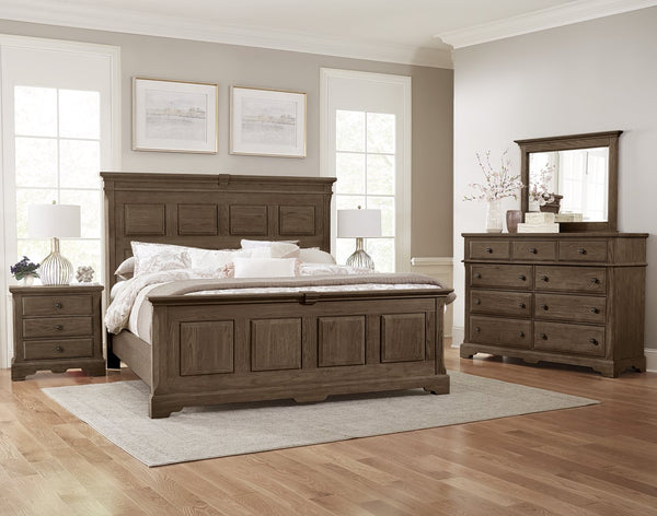 Vaughan-Bassett Heritage Cobblestone Oak Queen Mansion Bed
