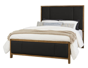 Vaughan-Bassett Crafted Cherry Medium King Upholstered Bed Black Fabric