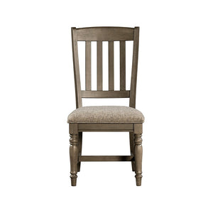 Intercon Balboa Park Roasted Oak Traditional Slat Back Dining Side Chair with Cushion Seat