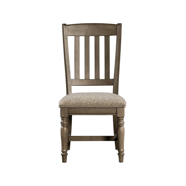 Intercon Balboa Park Roasted Oak Traditional Slat Back Dining Side Chair with Cushion Seat
