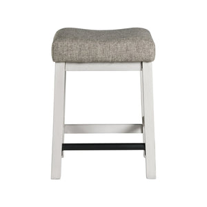 Intercon Drake Rustic White & French Oak Farmhouse Backless Barstool with Cushion Seat