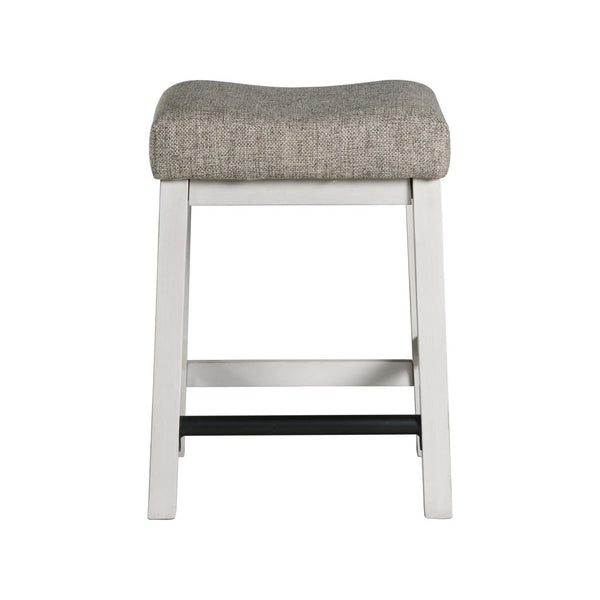 Intercon Drake Rustic White & French Oak Farmhouse Backless Barstool with Cushion Seat