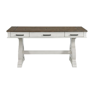 Intercon Drake Rustic White & French Oak Farmhouse 60 Inch Writing Desk