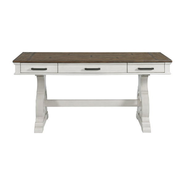 Intercon Drake Rustic White & French Oak Farmhouse 60 Inch Writing Desk