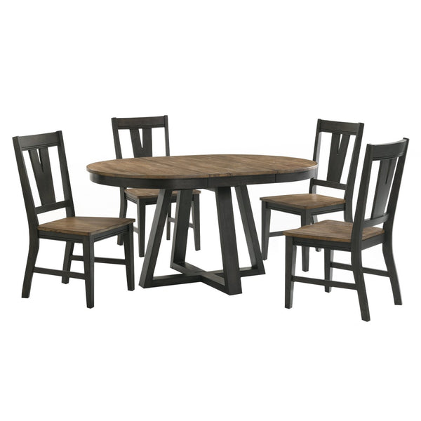 Intercon Harper Brushed Brown & Pecan Transitional Round Dining Table