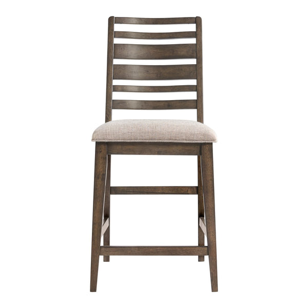 Intercon Kauai Brushed Mango Wood Contemporary Ladder Back Barstool with Cushion Seat
