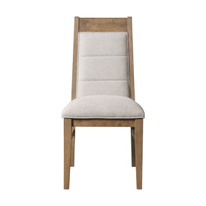 Intercon Landmark Weathered Oak Modern Upholstered Dining Side Chair with Webbed Seat