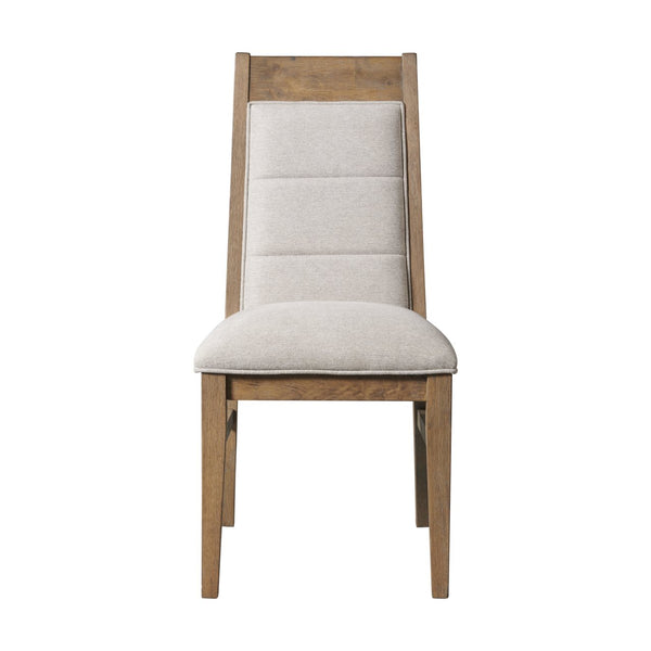 Intercon Landmark Weathered Oak Modern Upholstered Dining Side Chair with Webbed Seat
