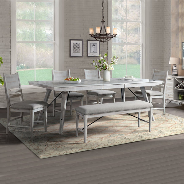 Intercon Modern Rustic Weathered White Modern 50 Inch Backless Dining Bench