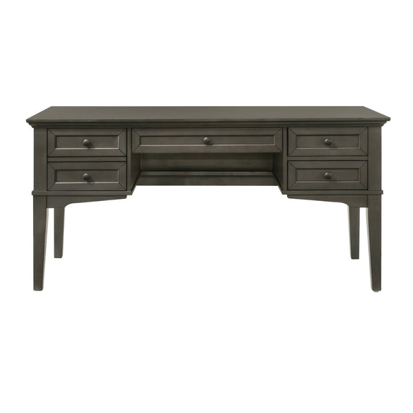 Intercon San Mateo Gray Transitional 5-Drawer Executive Desk
