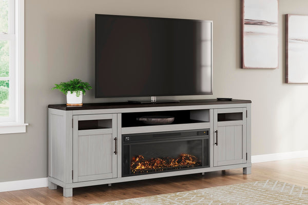 Darborn 88-Inch TV Stand with Electric Fireplace Gray/Brown
