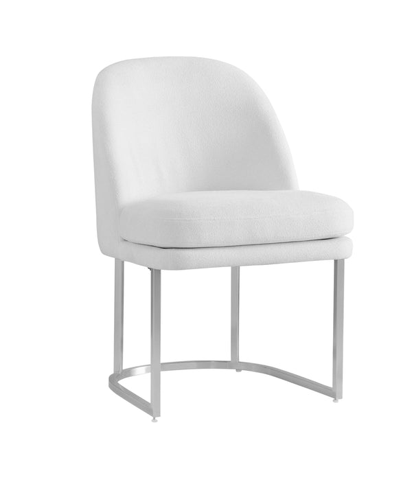 Bassett Mirror Modern Bone Fabric/Brushed Silver Metal Pearl Dining Chair