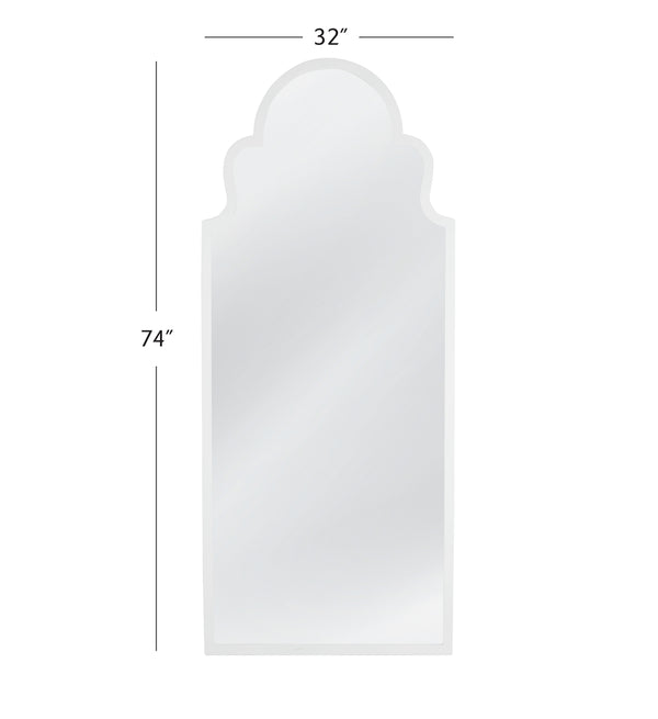Bassett Mirror Traditional White Lacquer Abbie Arched Floor Mirror