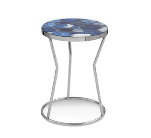 Bassett Mirror Contemporary Stainless Agate Lauer Round Accent Table