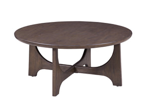 Bassett Mirror Modern Antique Brown Oak Dunnigan Brown Round Oak Cocktail Table