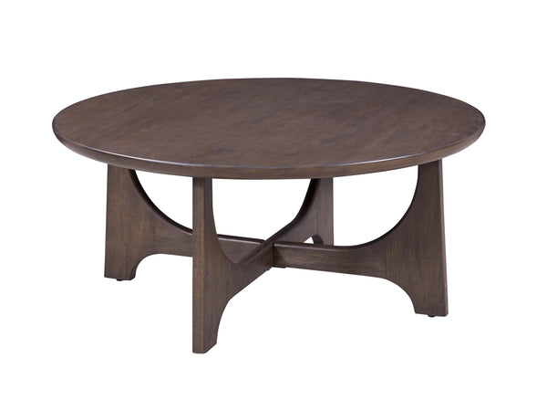 Bassett Mirror Modern Antique Brown Oak Dunnigan Brown Round Oak Cocktail Table