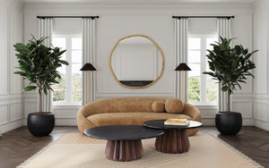 Bassett Mirror Modern Black Marble & Royal Brown Jennings Nesting Small Round Cocktail Table