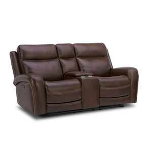 Liberty Furniture Blair Cognac Leather Loveseat with Console P2 & Zg