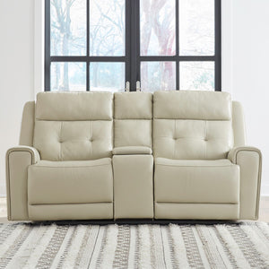 Liberty Furniture Carrington Baja Stone Leather Loveseat with Console P3 & Zg