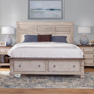 napa furniture belmont california king headboard in antique white/rich brown
