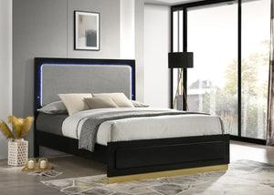 Coaster Caraway Wood King Led Panel Bed Black