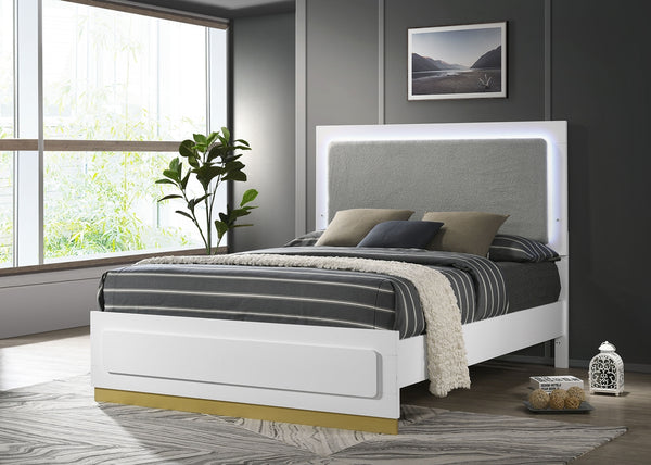 Coaster Caraway Wood Queen Led Panel Bed White