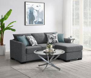Coaster Storey Upholstered Sleeper Sectional Chaise Sofa Grey
