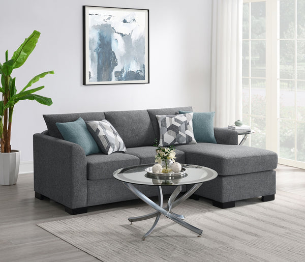 Coaster Storey Upholstered Sleeper Sectional Chaise Sofa Grey