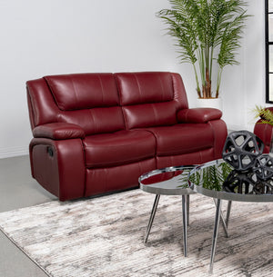 Coaster Camila Upholstered Motion Reclining Loveseat Red