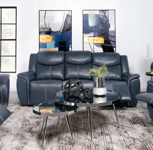 Coaster Sloane Upholstered Padded Arm Reclining Sofa Blue