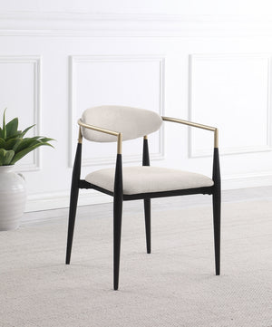 Coaster Alexis Fabric Upholstered Dining Arm Chair Beige
