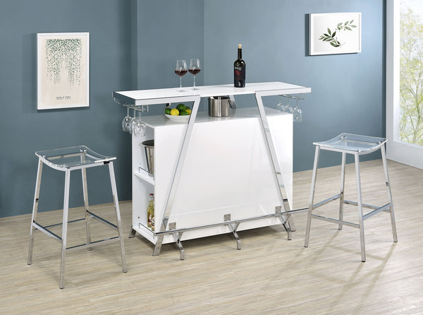 Coaster Araceli Freestanding Led Home Bar Cabinet White High Gloss