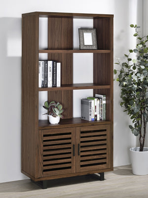 Coaster Maddox 71 Inch 3-Shelf Cabinet Bookcase Walnut