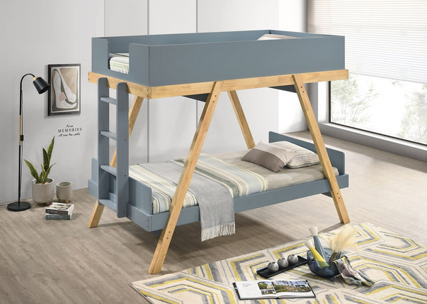Coaster Frankie Wood Twin Over Twin Bunk Bed Blue & Natural