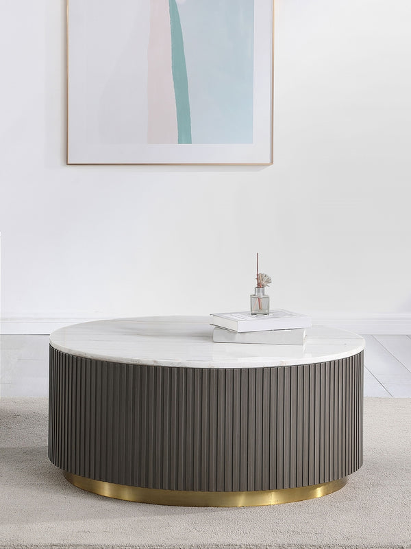 Coaster Jason Round Marble Top Coffee Table White & Charcoal